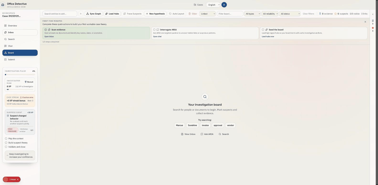 Office Detective — AI-powered corporate fraud investigation game